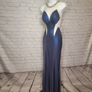 Elegant Navy Blue Evening Gown